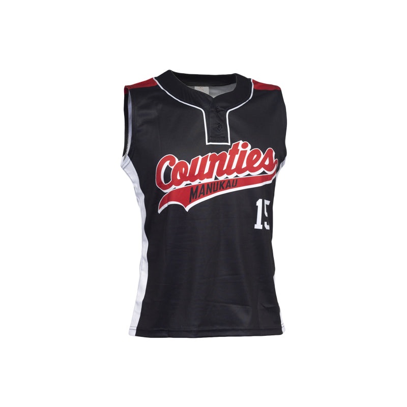 Counties Manukau Sublimated Softball & Baseball ‘Singlet 2-Button’ Woman’s Jersey