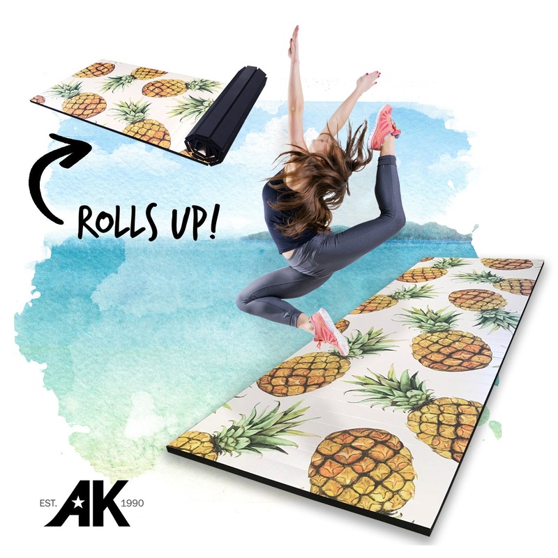 Roll Up Pineapple Print 4′ x 12′ x 1 3/8 Advanced Level Gymnastics Mat