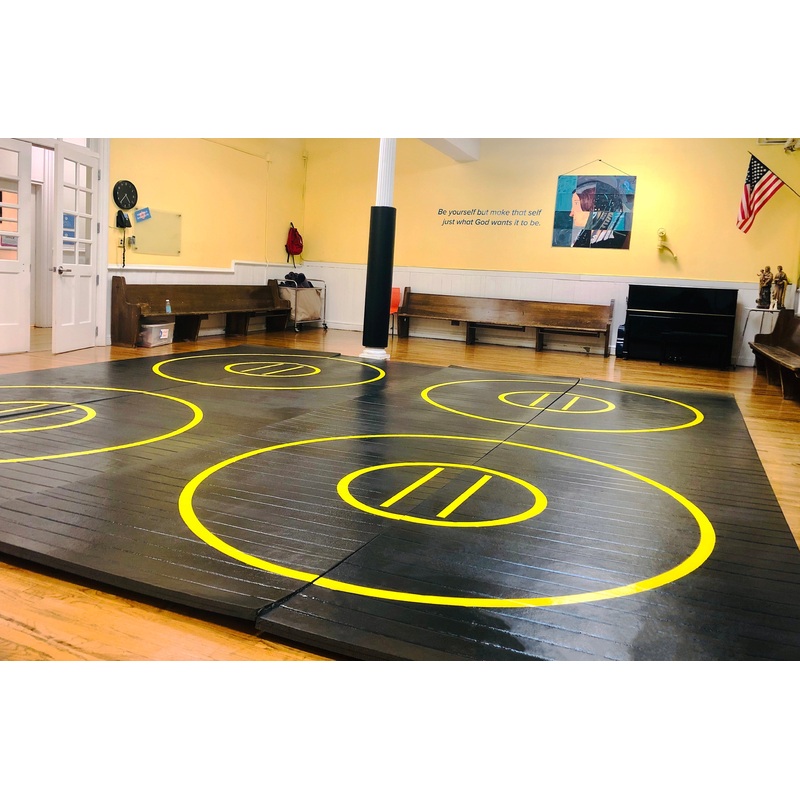 20′ x 20′ x 1 3/8 Roll-Up Wrestling Mat with Four Practice Circles