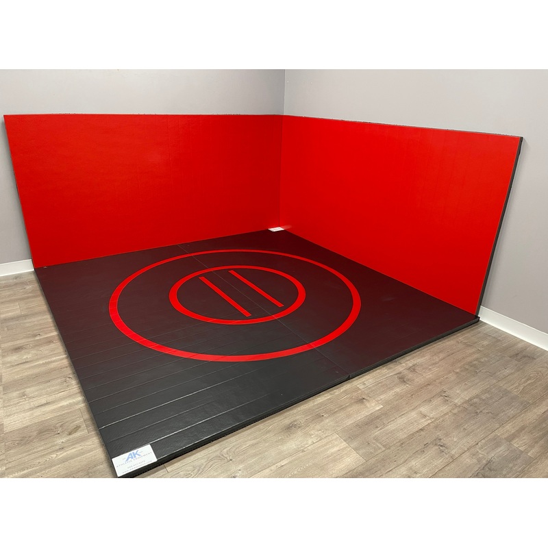 Instant Wrestling Room 10′ x 10′ wrestling mat and Removable Roll Up Wall Pads Package