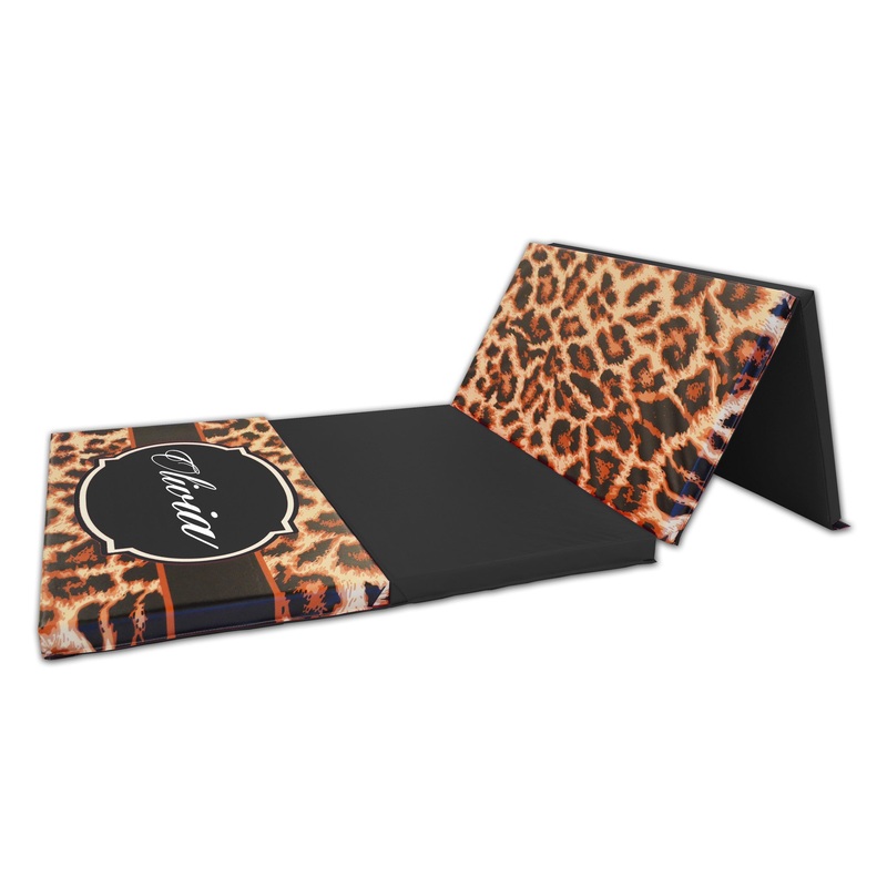 Leopard Print Monogram 4′ x 8′ Folding Gymnastics Mat
