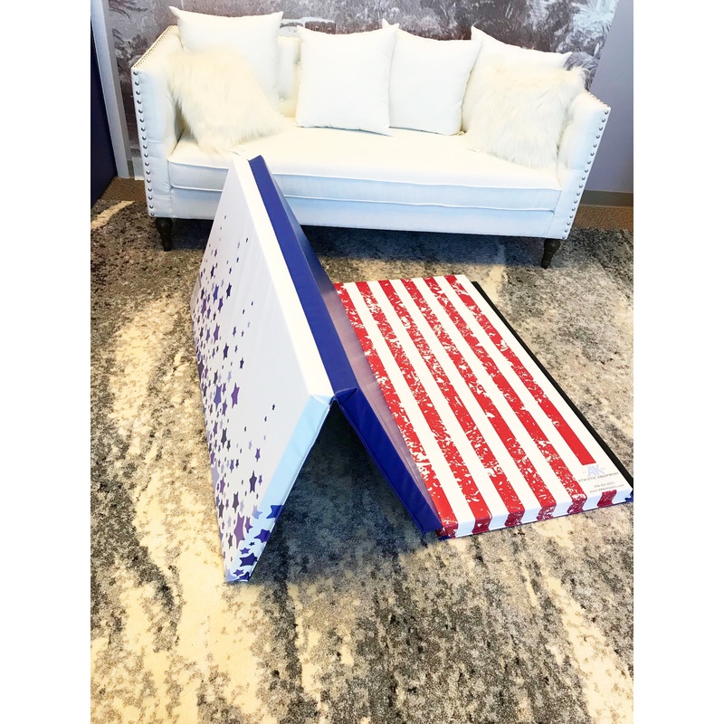 Red White and Blue 4′ x 6′ x 2 Intermediate Level Folding Gymnastics Mat