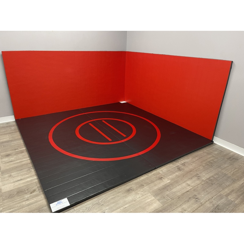 Instant Wrestling Room 8′ x 8′ wrestling mat and Removable Roll Up Wall Pads Package