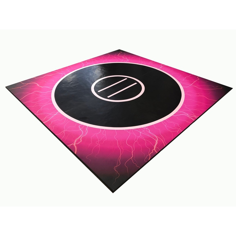 QUICKSHIP 8′ x 8′ x 1 3/8 Digital Print Lightning Roll-Up Wrestling Mat