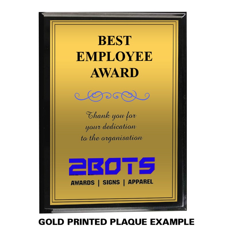 BLACK PLAQUE – 2 SIZES|A5 150MM x 210MM x 15MM $69|A4 227MM x 305MM x 15MM $99|PORTRAIT|LANDSCAPE|PRINTED GOLD PLAQUE|PRINTED SILVER PLAQUE|DIRECT UV PRINT IN COLOUR + $20