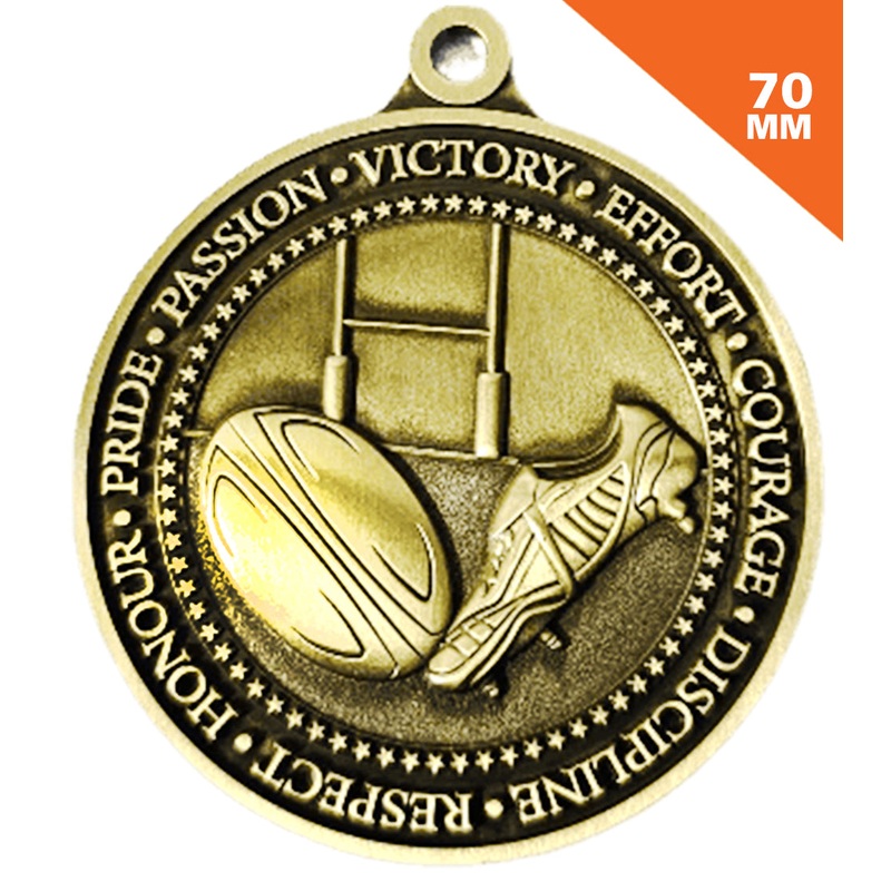RUGBY 70MM MEDAL AS210 * Discounts applied in cart *