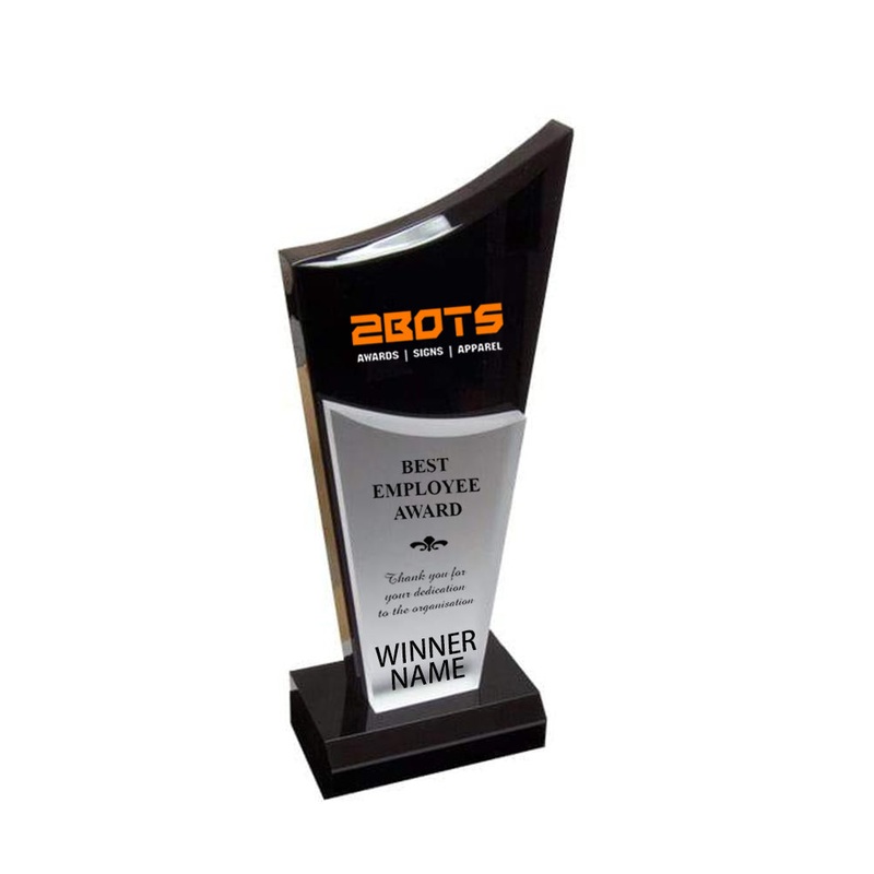 BLACK TORCH AWARD|S – 220MM $109.00|M – 270MM $129.00|L – 285MM $139.00|ARTWORK $10|LASER $45|UV PRINT IN COLOUR $55