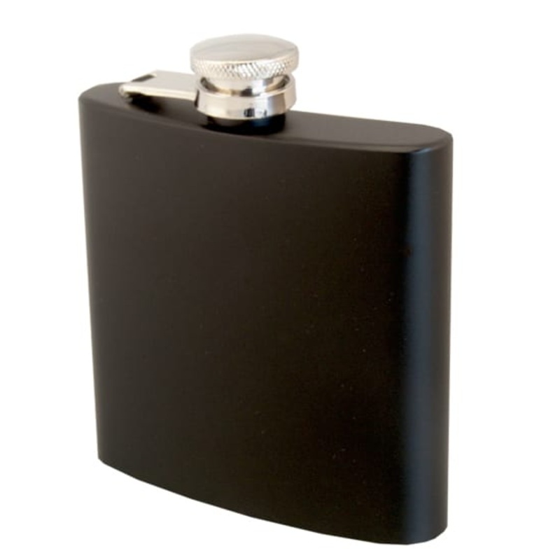 Stainless Steel, 6oz / 177ml Hip Flask black.