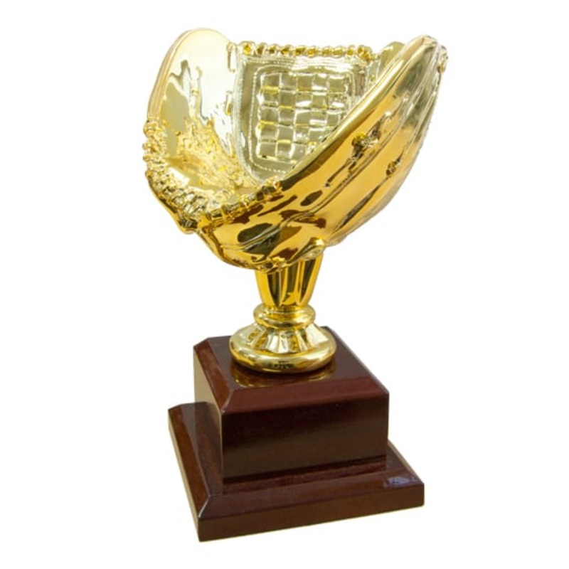 Gold Softball/Baseball Glove.    – FREE TITLE PLAQUE
