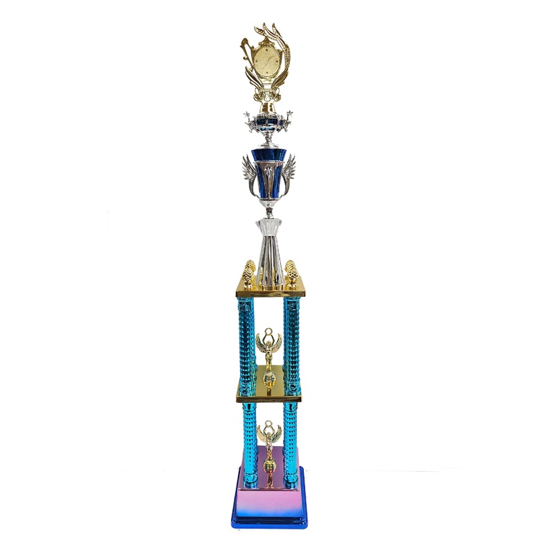 TWIN POST NEON BLUE BASE TROPHY – FREE 50MM LOGO