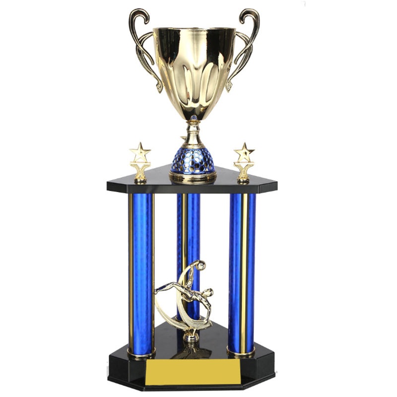 SL0009 – 3 POST BLUE TROPHY   – FREE 50MM LOGO
