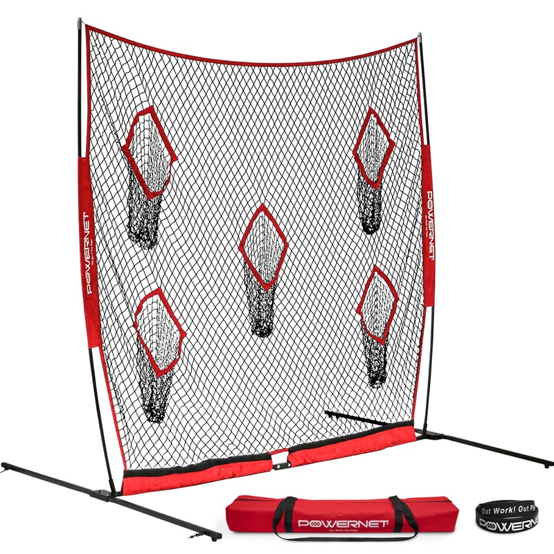 Football QB Pass Accuracy Trainer | 8′ x 8′ Portable Passing Net w/ 5 Target Pockets