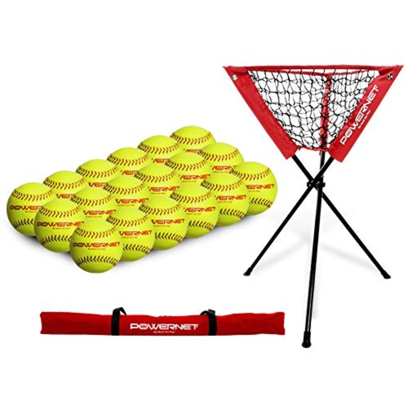 Practice Softballs and Ball Caddy Bundle