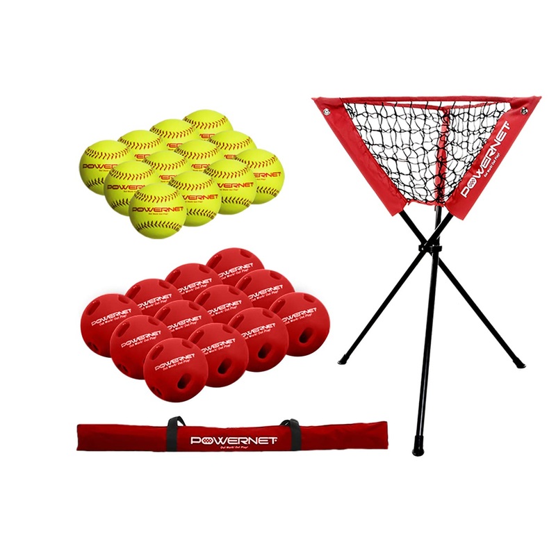 Practice Softballs & Crushers w/ Ball Caddy Bundle