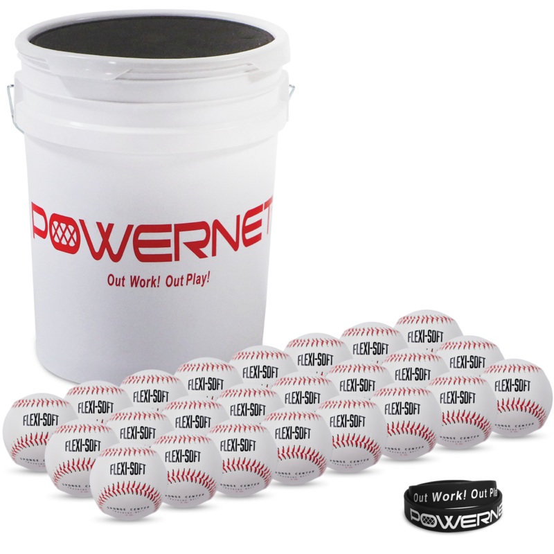 Flexi Soft Baseballs 24 Pack with Bucket Bundle | Cushioned Core Safety Ball