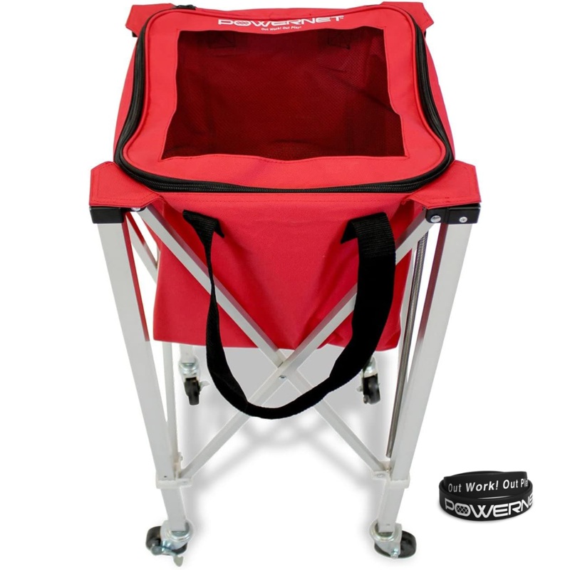 Wheeled Ball Caddy Cart for Baseball Softball and Tennis
