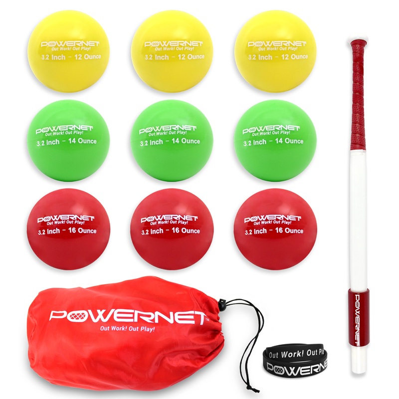 Sweet Spot Training Bat + Softball 3.2 Progressive Weighted Ball 9 LITE Pack Bundle