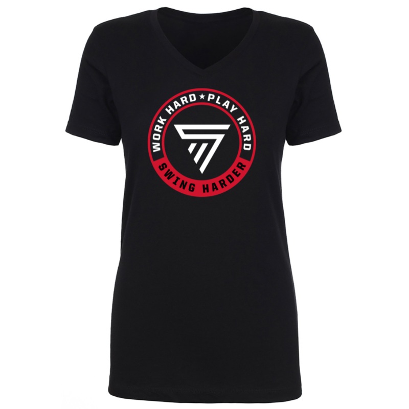 Stingman Work Hard Play Hard Women’s V-Neck Tee Shirt