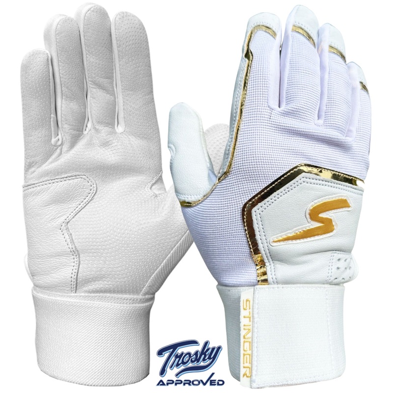 Winder Series Batting Gloves – White & Gold Chrome