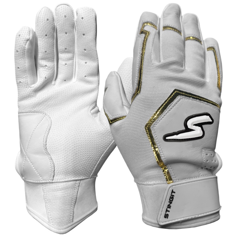 Sting Squad Batting Gloves – White & Gold Chrome