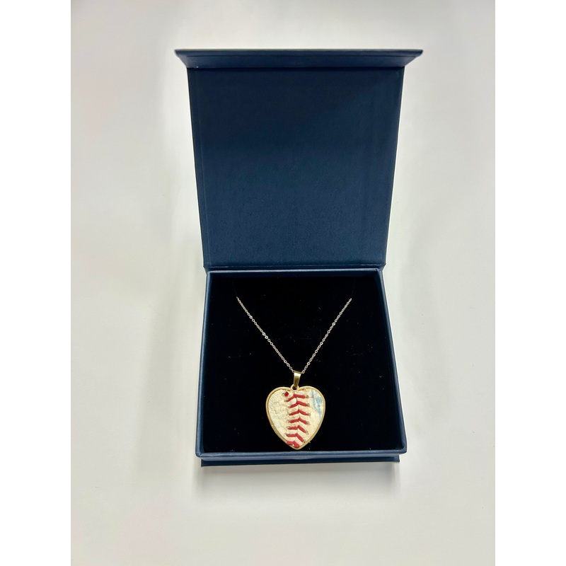 Baseball Seam Gold Heart Pendant Necklace