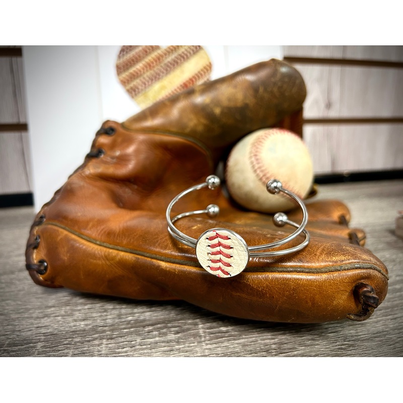 Baseball Seam Silver Bangle