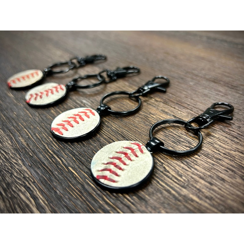Black Baseball Seam Keychain