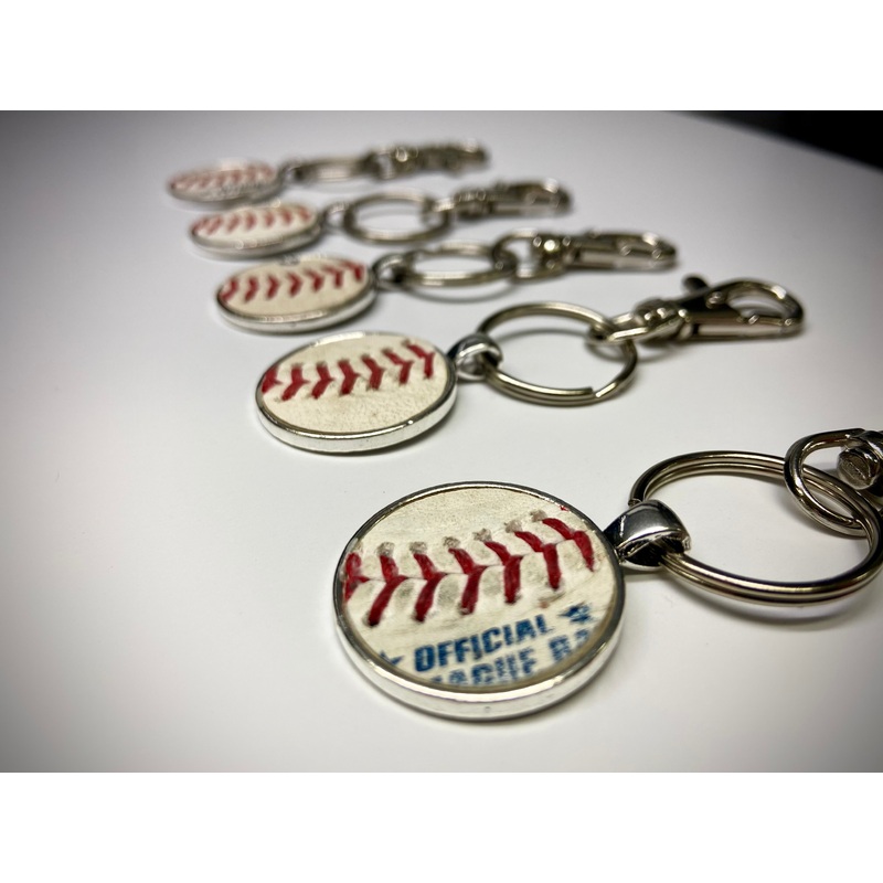 Silver Baseball Seam Keychain|Seams Only|Seams w/ Blue Writing