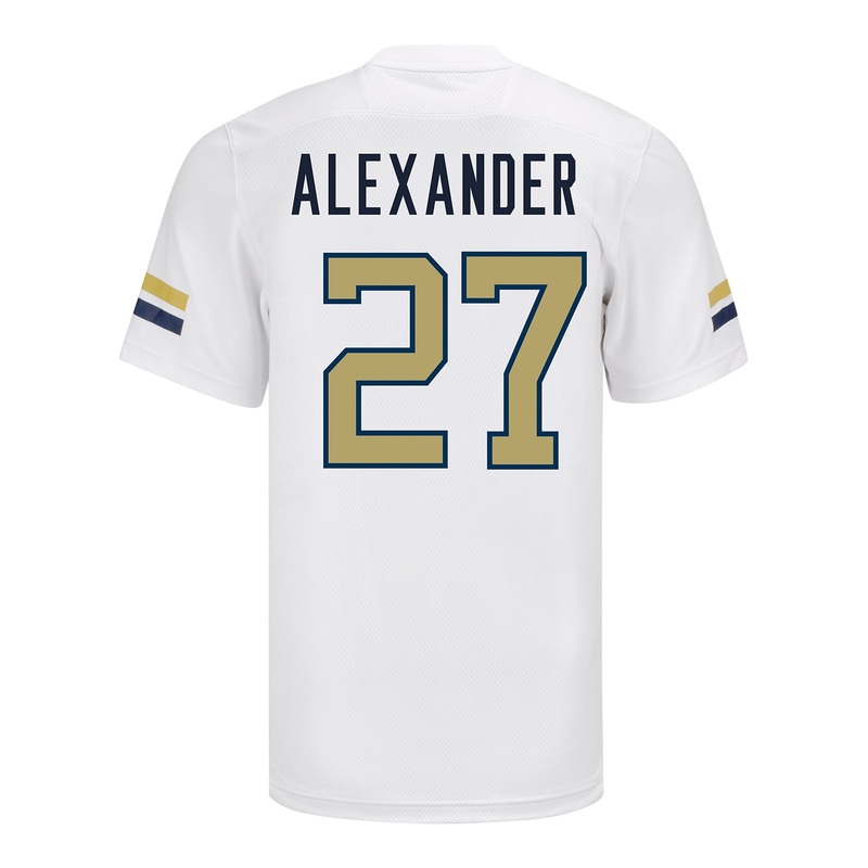 Georgia Tech Adidas Football Student Athlete #27 Chad Alexander White Football Jersey