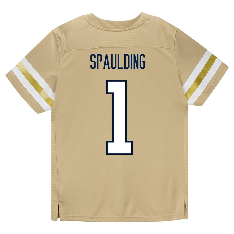 Georgia Tech Adidas Football Student Athlete #1 Cayman Spaulding Premier Gold Football Jersey