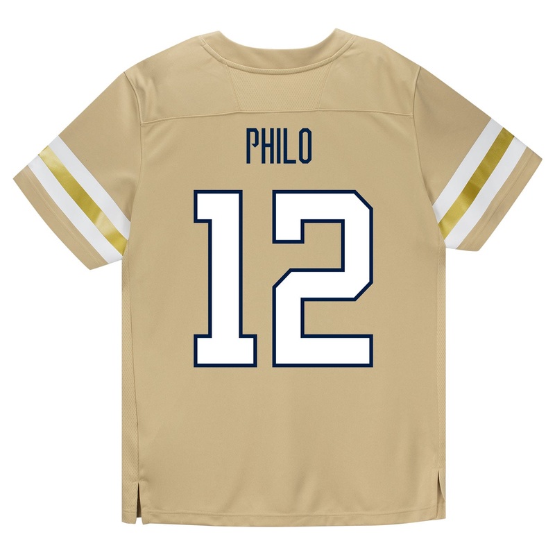 Georgia Tech Adidas Football Student Athlete #12 Aaron Philo Premier Gold Football Jersey