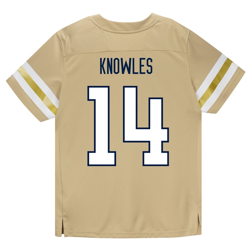 Georgia Tech Adidas Football Student Athlete #14 Graham Knowles Premier Gold Football Jersey