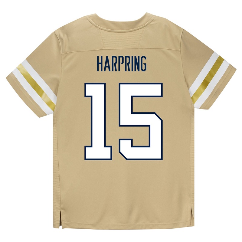 Georgia Tech Adidas Football Student Athlete #15 Luke Harpring Premier Gold Football Jersey