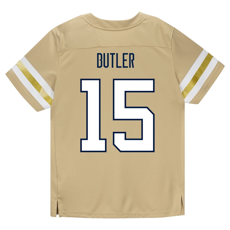 Georgia Tech Adidas Football Student Athlete #15 Tah’J Butler Premier Gold Football Jersey