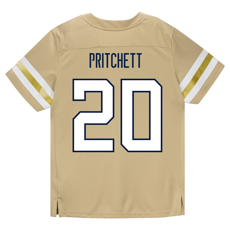 Georgia Tech Adidas Football Student Athlete #20 Christian Pritchett Premier Gold Football Jersey
