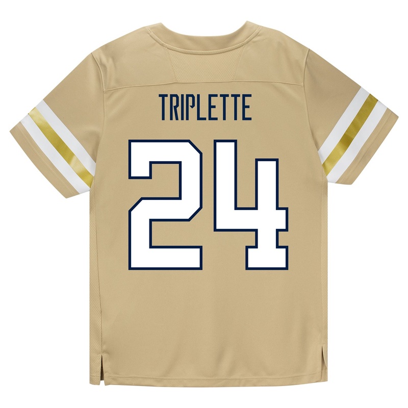 Georgia Tech Adidas Football Student Athlete #24 Ronald Triplette Premier Gold Football Jersey