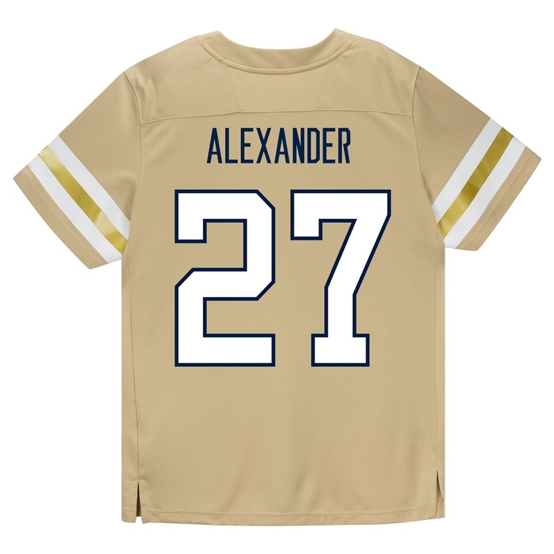 Georgia Tech Adidas Football Student Athlete #27 Chad Alexander Premier Gold Football Jersey