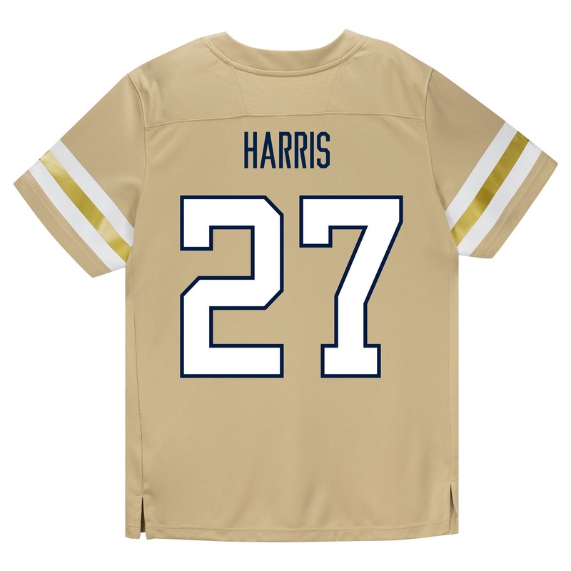 Georgia Tech Adidas Football Student Athlete #27 Tae Harris Premier Gold Football Jersey