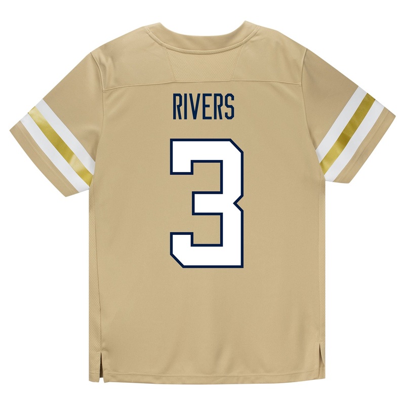 Georgia Tech Adidas Football Student Athlete #3 Eric Rivers Premier Gold Football Jersey