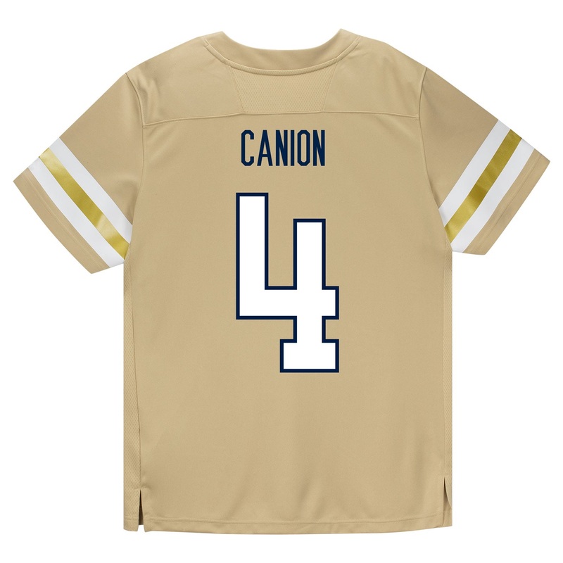 Georgia Tech Adidas Football Student Athlete #4 Tracish White Premier Gold Football Jersey