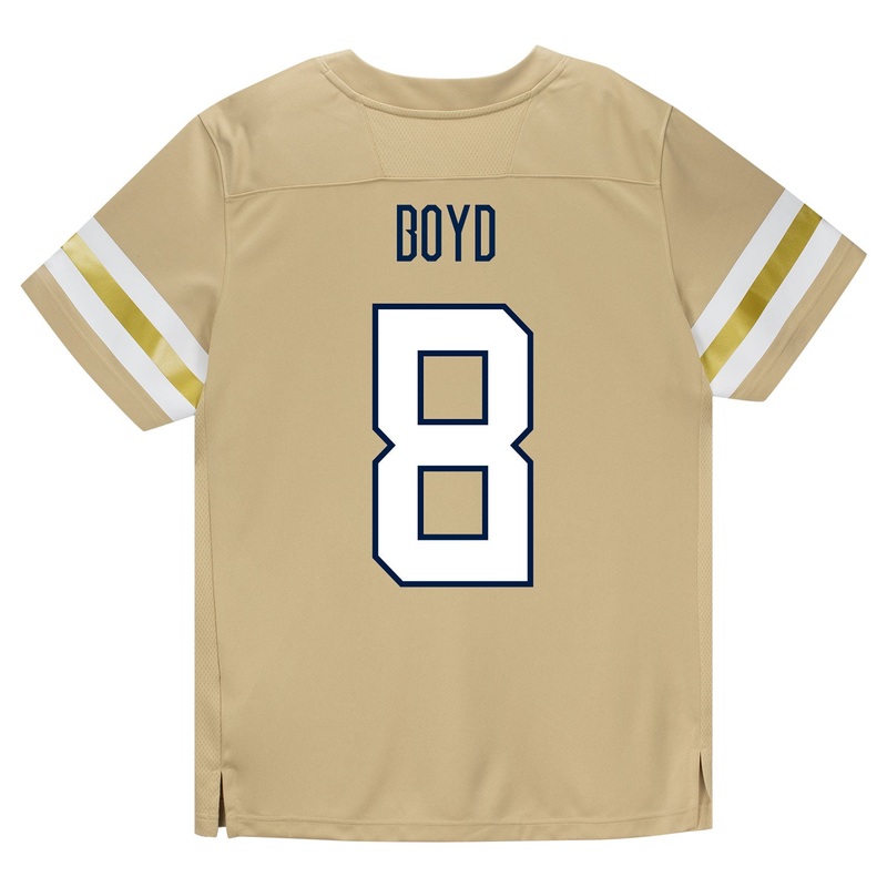 Georgia Tech Adidas Football Student Athlete #8 Jordan Boyd Premier Gold Football Jersey