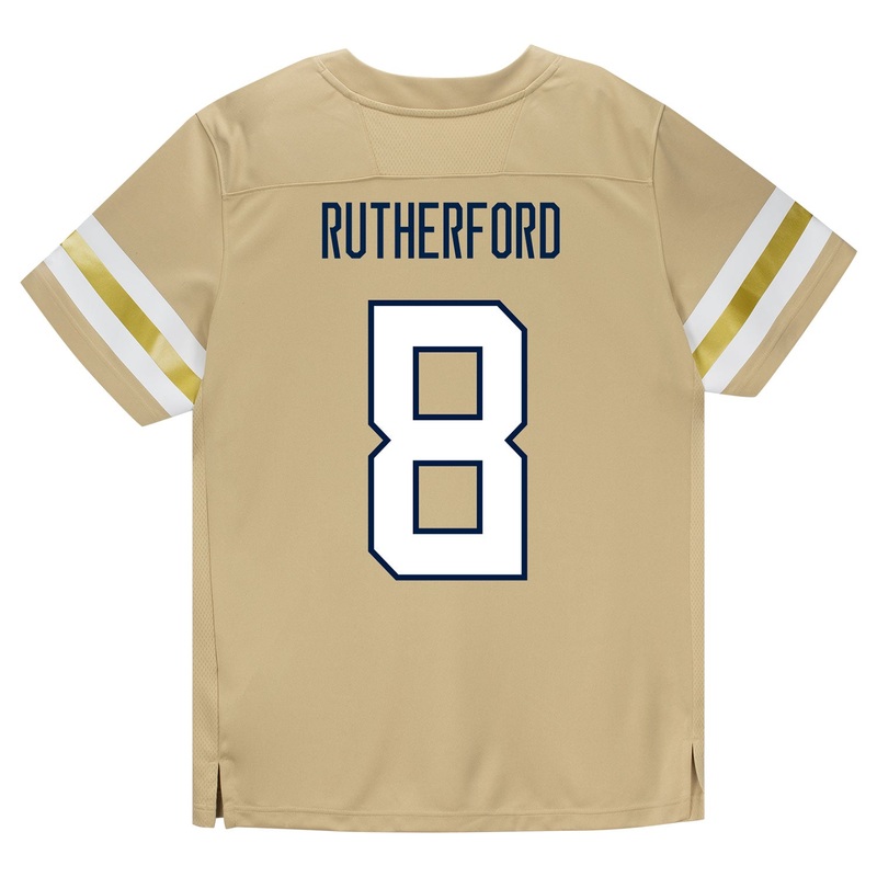 Georgia Tech Adidas Football Student Athlete #8 Malik Rutherford Premier Gold Football Jersey