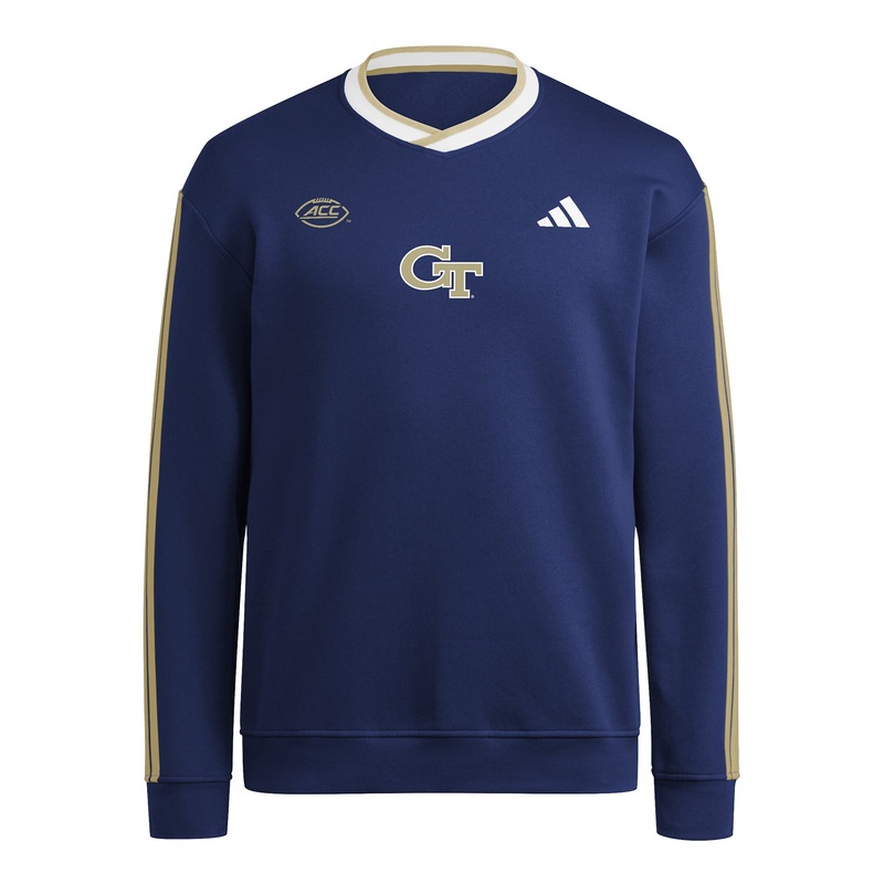 Georgia Tech Yellow Jackets Adidas 3 Stripe Crewneck Sweatshirt