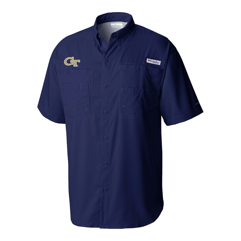 Georgia Tech Yellow Jackets Navy Columbia Tamiami Button-Up Shirt