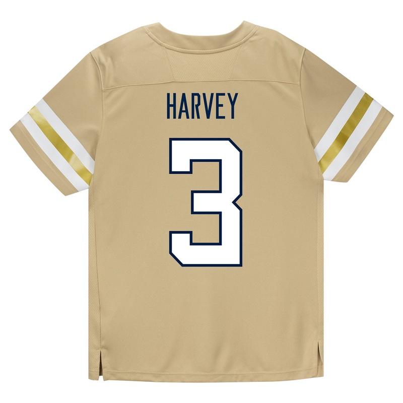 Georgia Tech Adidas Football Student Athlete #3 Ahmari Harvey Premier Gold Football Jersey
