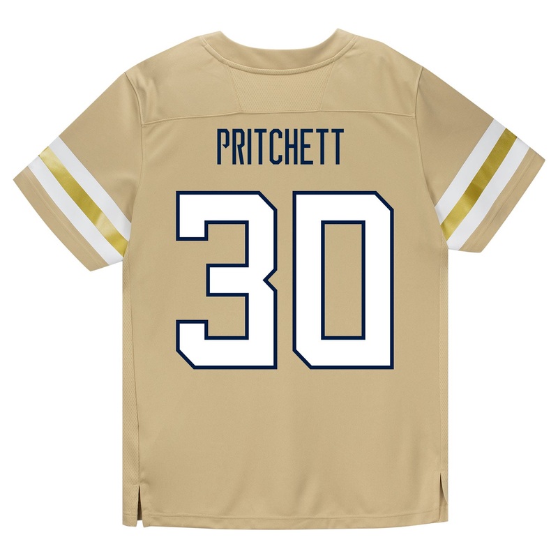 Georgia Tech Adidas Football Student Athlete #30 Lawson Pritchett Premier Gold Football Jersey