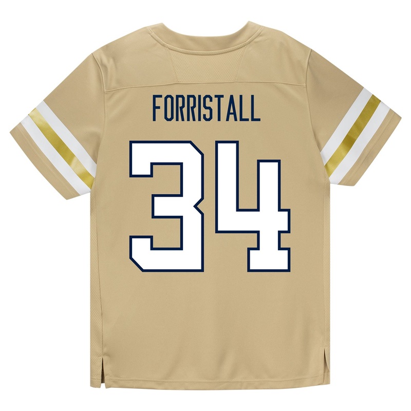 Georgia Tech Adidas Football Student Athlete #34 Myles Forristall Premier Gold Football Jersey