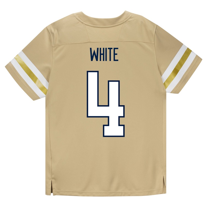 Georgia Tech Adidas Football Student Athlete #4 Daiquan White Premier Gold Football Jersey