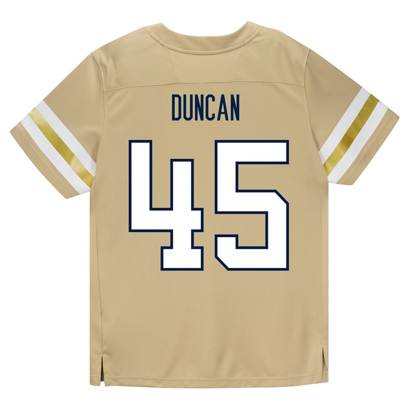 Georgia Tech Adidas Football Student Athlete #45 Bayler Duncan Premier Gold Football Jersey