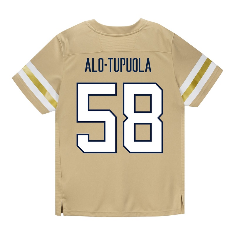 Georgia Tech Adidas Football Student Athlete #58 Santana Alo-Tupuola Premier Gold Football Jersey